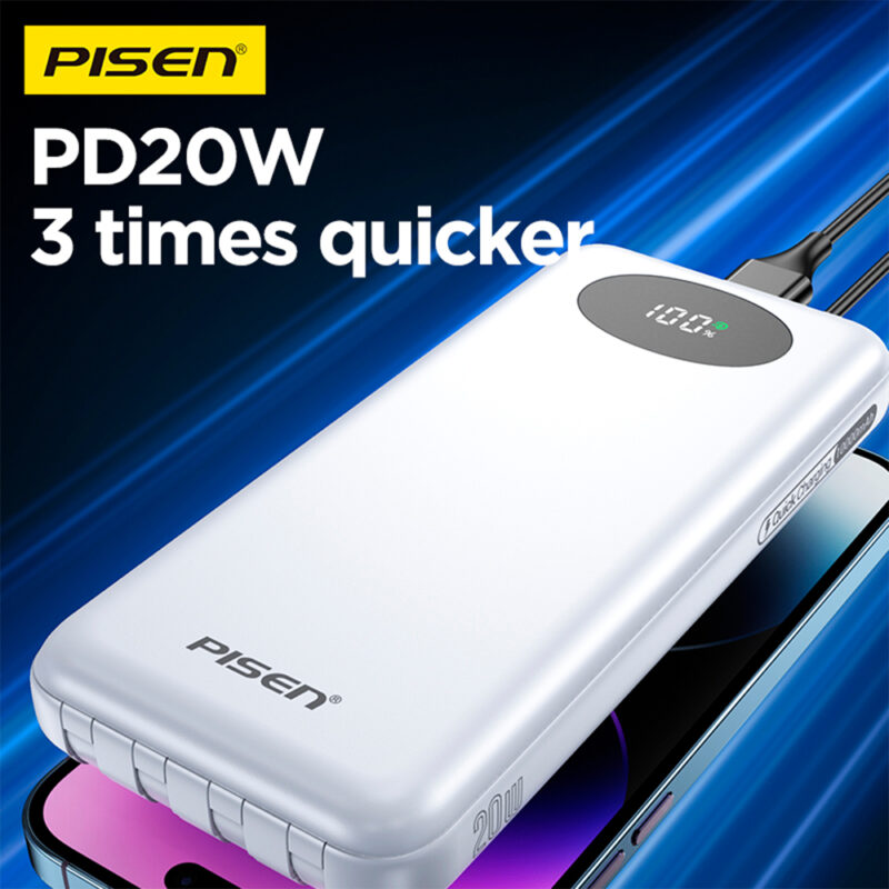 Power Bank Bateria Portátil Pisen 4in1 10000mAh Branca