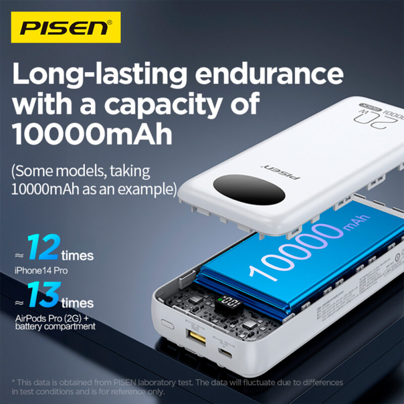 Power Bank Bateria Portátil Pisen 4in1 10000mAh Branca