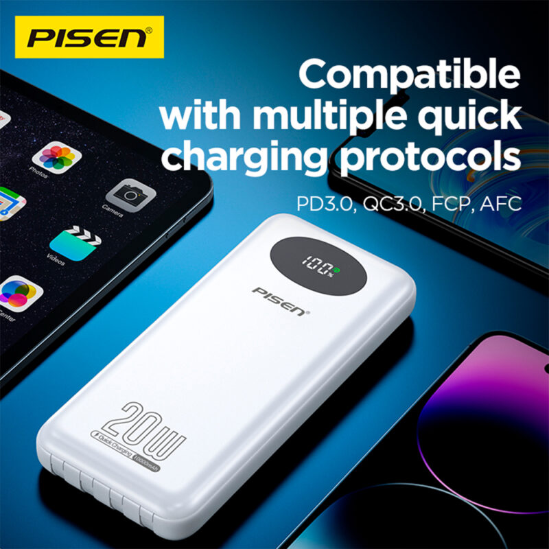Power Bank Bateria Portátil Pisen 4in1 10000mAh Branca