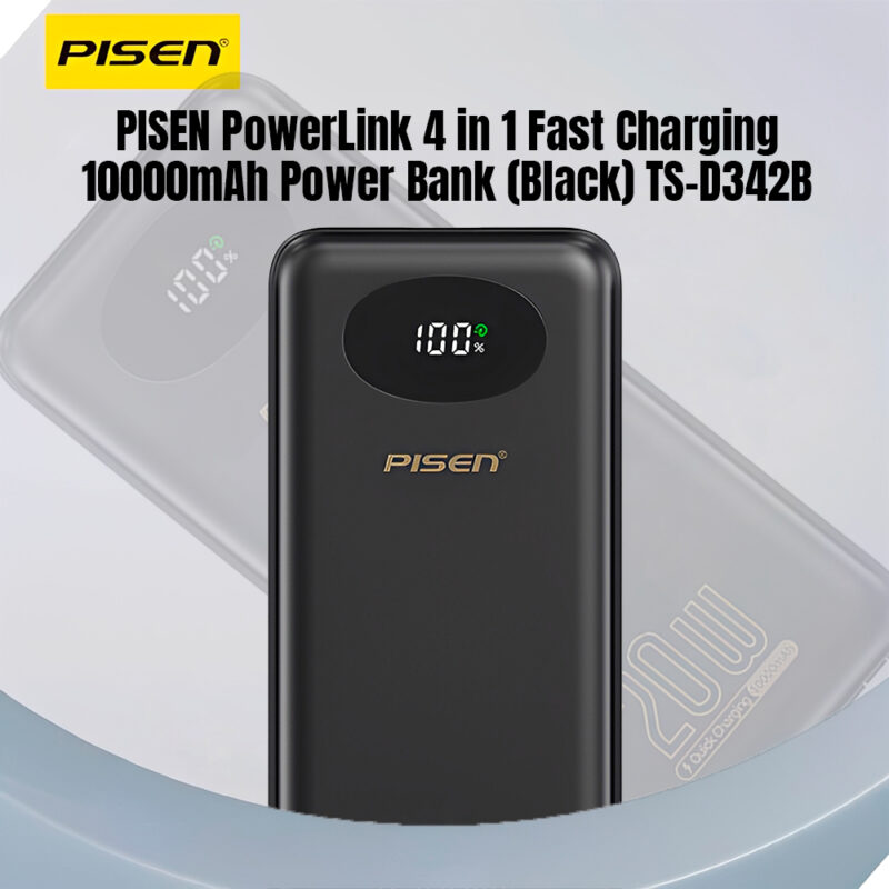Power Bank Carregador Portátil Pisen 4in1 10000mAh Preta