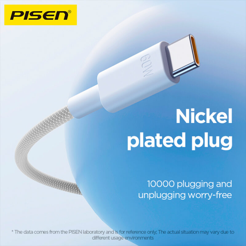 Cabo Usb C para Usb C Pisen Macho Máx. 60W 2Metro Cinza