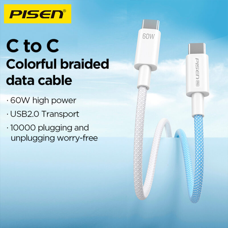 Cabo Usb C para Usb C Pisen Macho Máx. 60W 2Metro Cinza