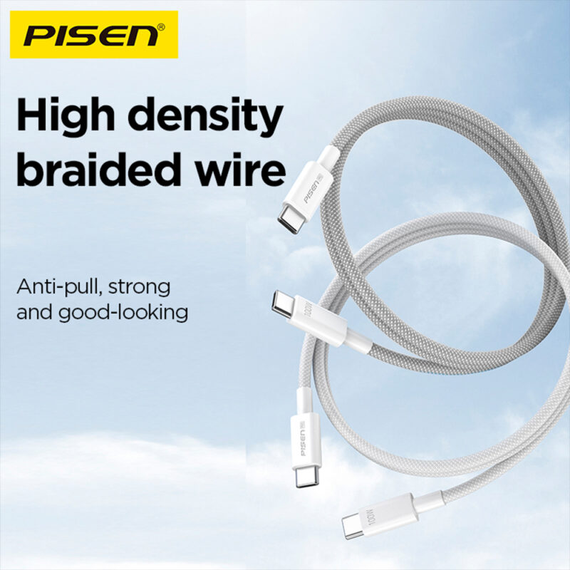 Cabo Usb C para Usb C Pisen Macho Máx 100W 2Metro Cinza