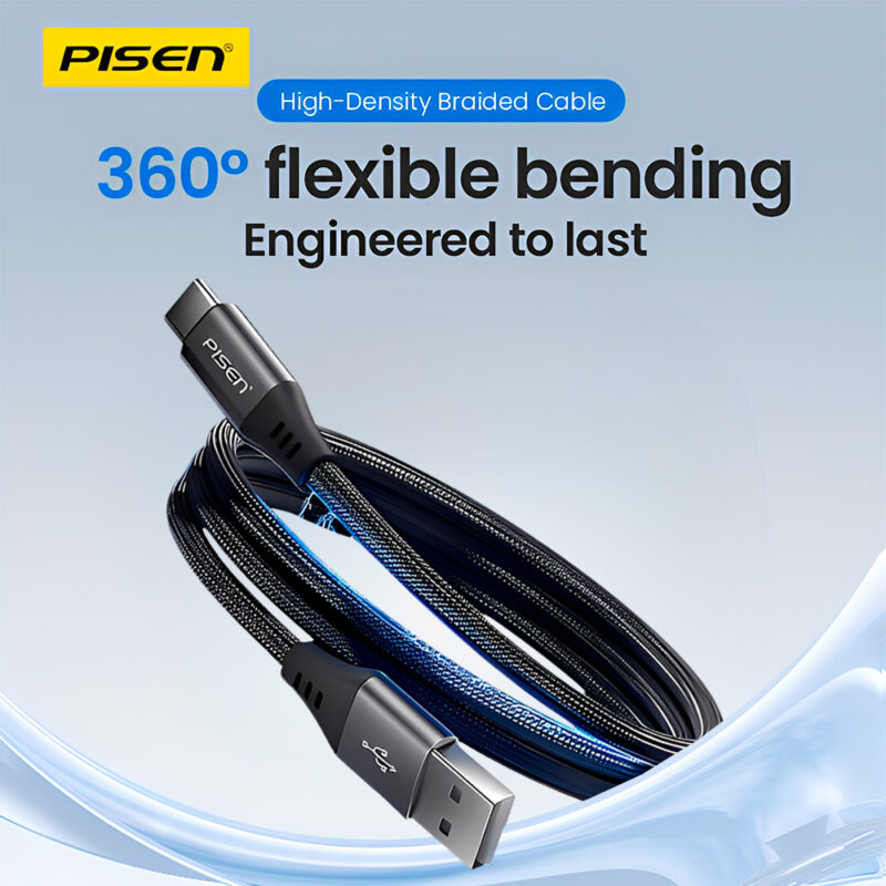 Cabo Usb-A para Usb C Pisen Macho Máx 15W 1Metro Preto