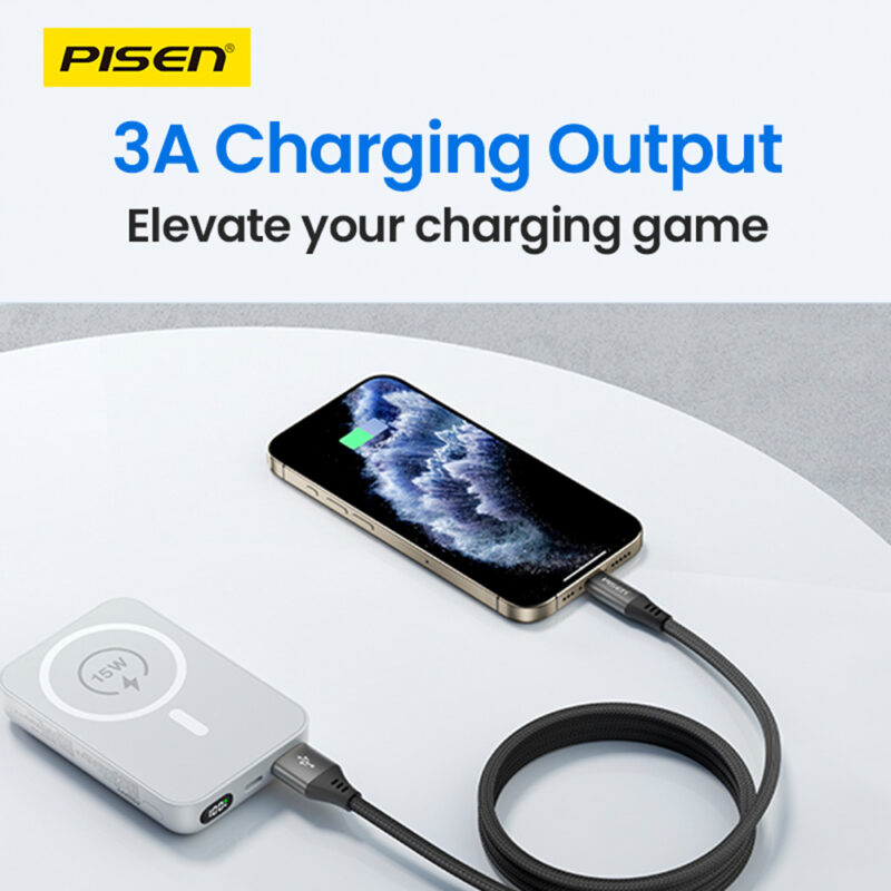 Cabo Usb-A para Usb C Pisen Macho Máx 15W 1Metro Preto