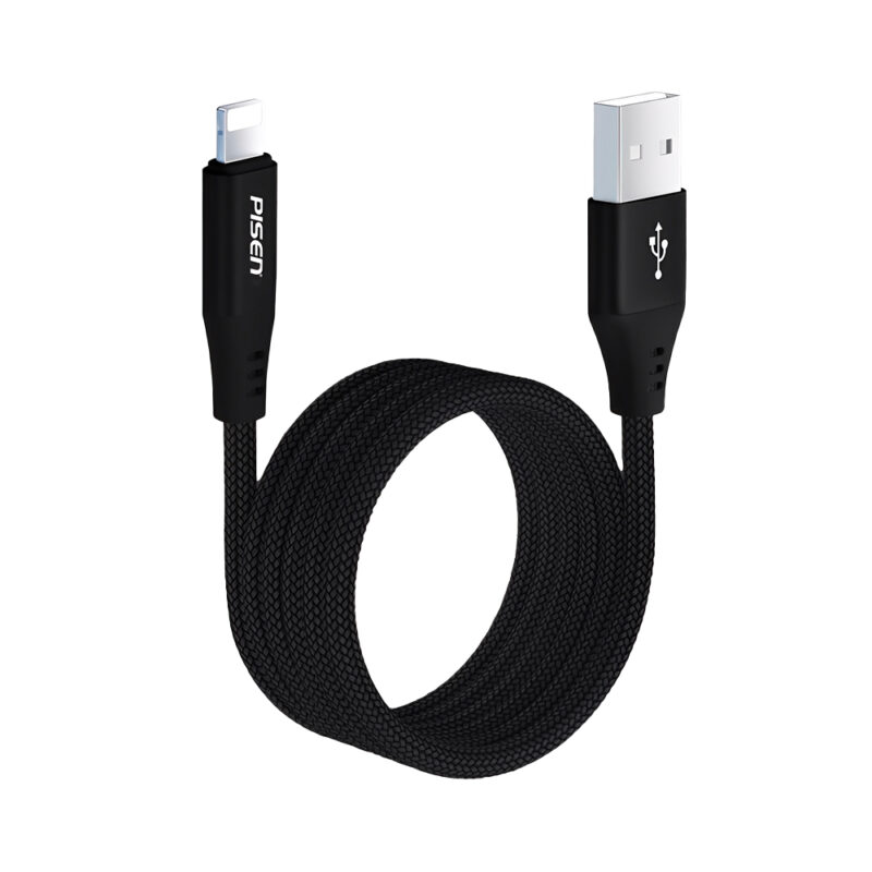 Cabo Usb/Lightning 12W Pisen Carregamento Dados 1M Preto