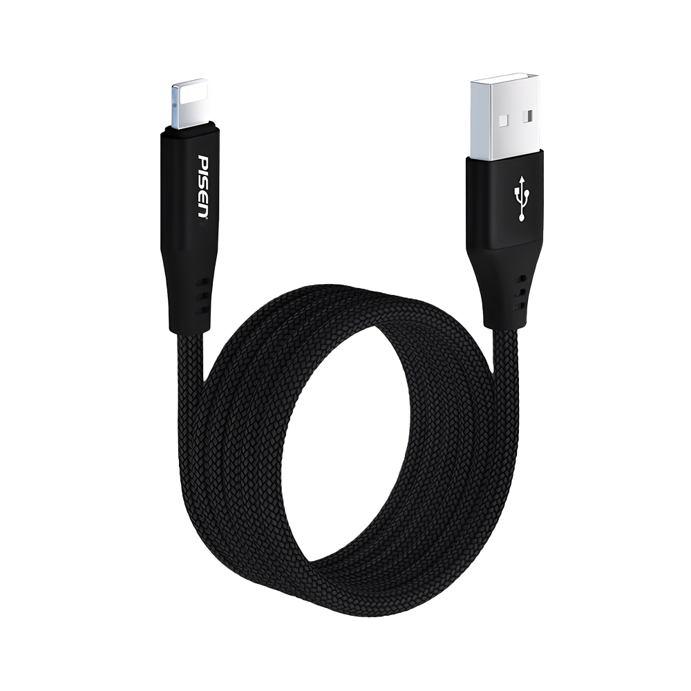 Cabo Usb/Lightning 12W Pisen Carregamento Dados 1M Preto