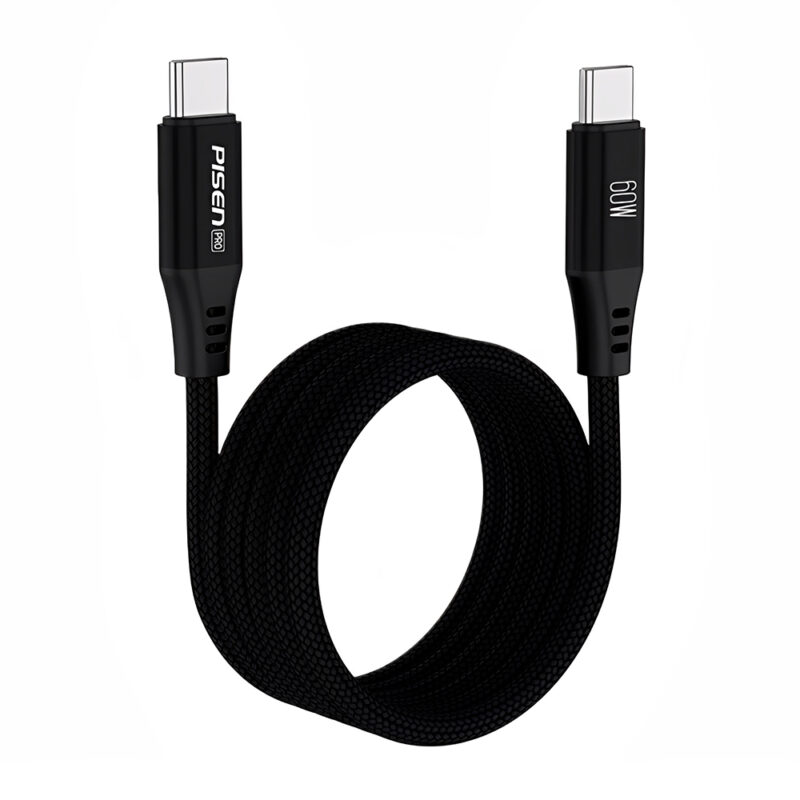 Cabo Usb C para Usb C Pisen Macho Máx. 60W 1Metro Preto