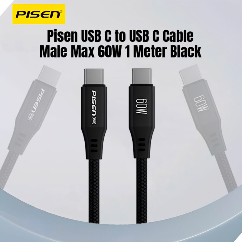 Cabo Usb C para Usb C Pisen Macho Máx. 60W 1Metro Preto