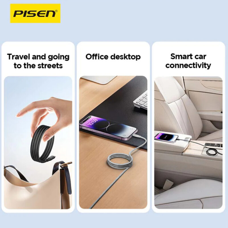 Pisen MagiPi Magloop Type-C to Lightning 27W Fast Charging Cable 1M(Black) CL-FC12-1000