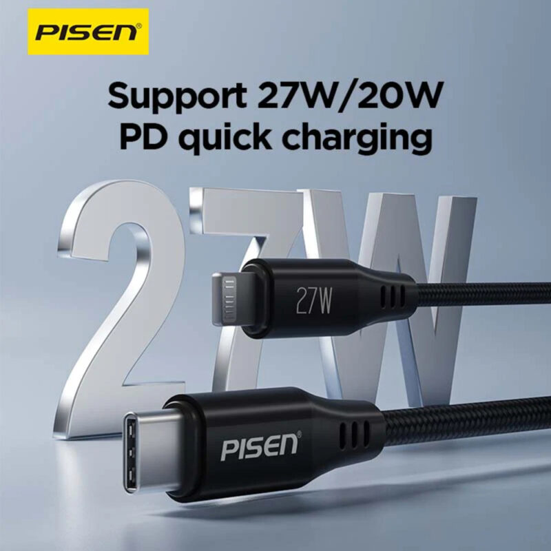 Pisen MagiPi Magloop Type-C to Lightning 27W Fast Charging Cable 1M(Black) CL-FC12-1000