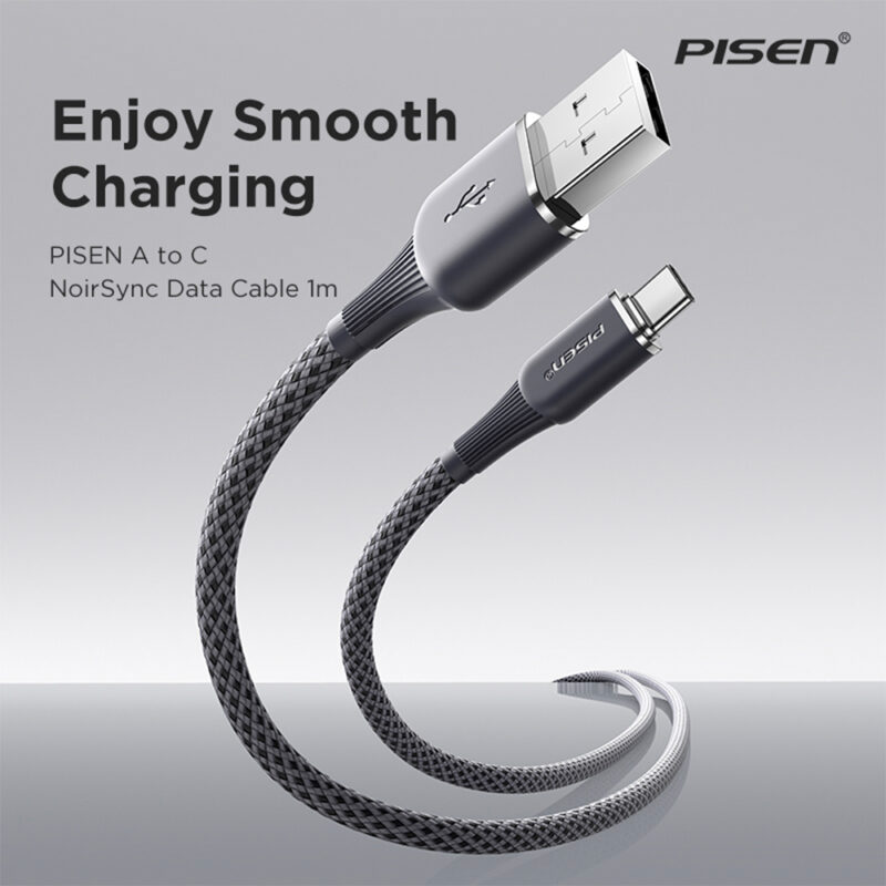 Cabo Usb-A para Usb C Pisen Macho Máx 12W 1Metro Cinza