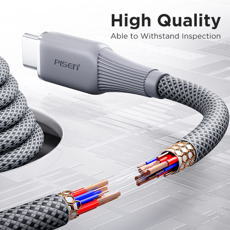 Cabo Usb-A para Usb C Pisen Macho Máx 12W 1Metro Cinza