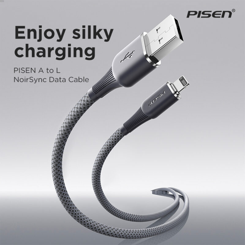 Cabo Usb-A para Lightning Pisen Macho 12W 1Metro Cinza