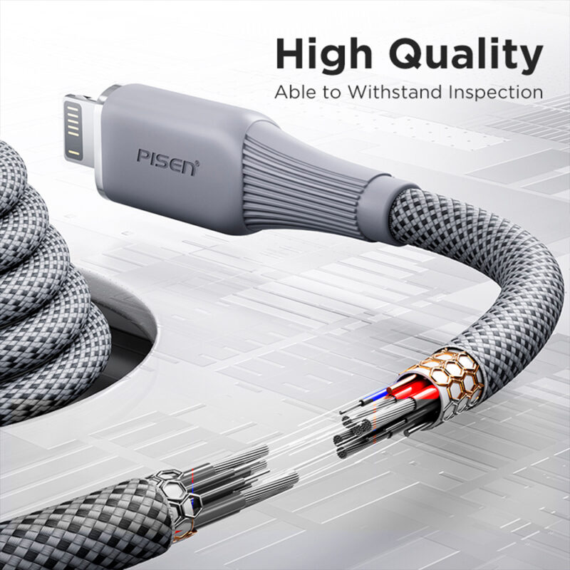 Cabo Usb-A para Lightning Pisen Macho 12W 1Metro Cinza