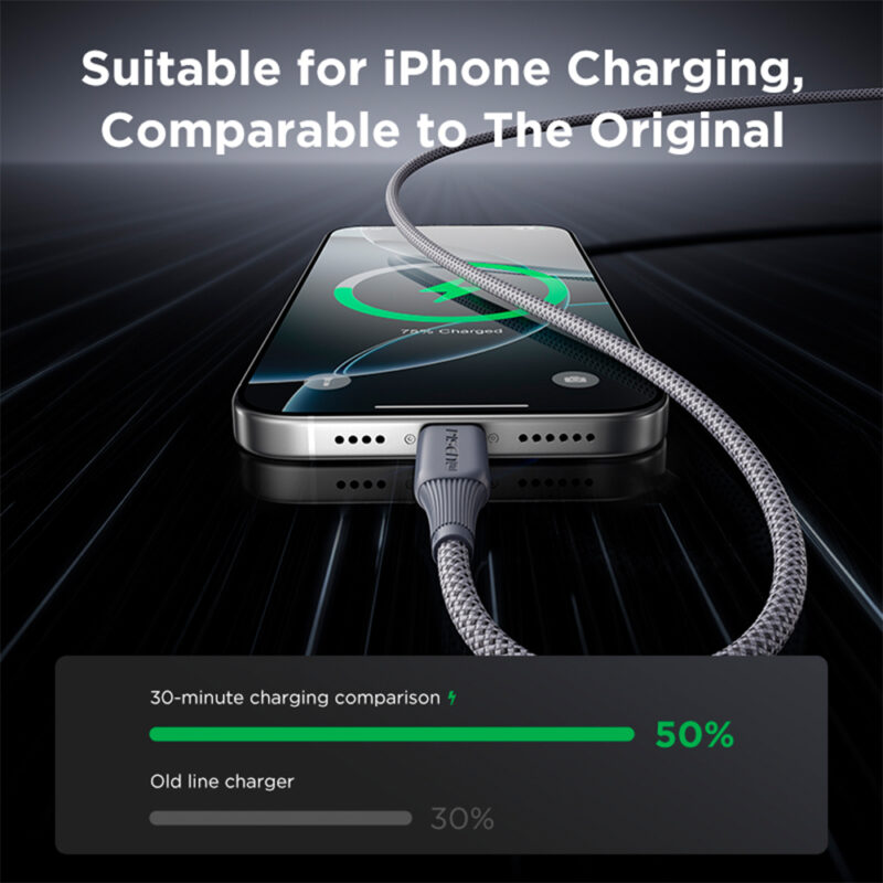 Cabo Usb-A para Lightning Pisen Macho 12W 1Metro Cinza