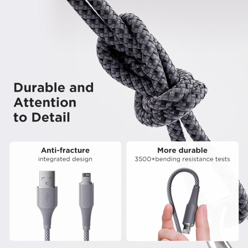 Cabo Usb-A para Lightning Pisen Macho 12W 1Metro Cinza