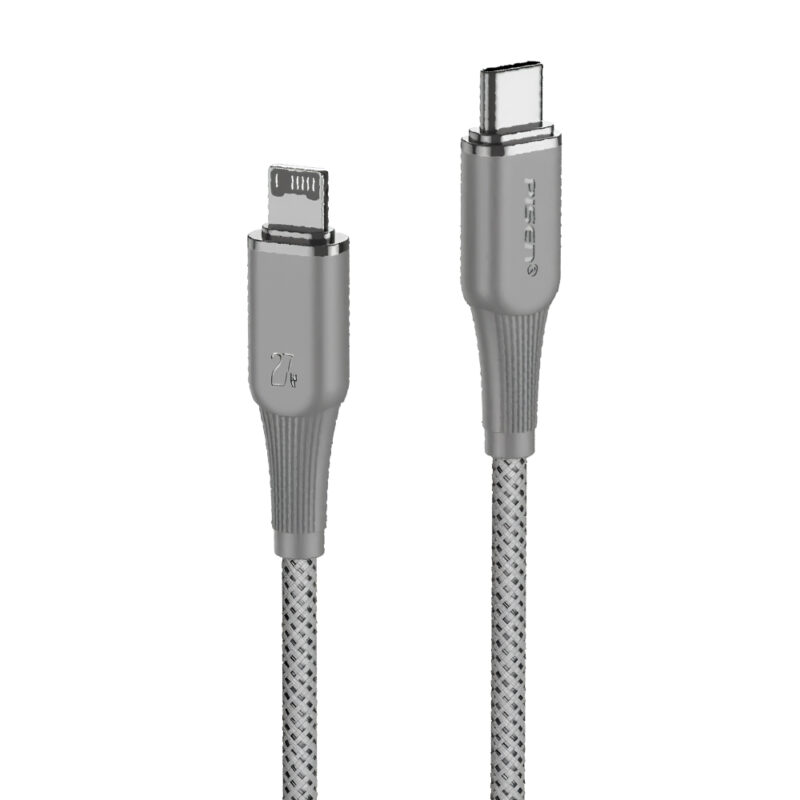 Cabo Usb Pisen Usb C pra Lightning Máx 27W 1Metro Cinza