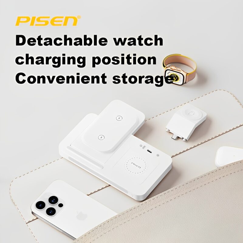 Estação Carregamento Sem Fio 3 em 1 Pisen XY-C56W Branco