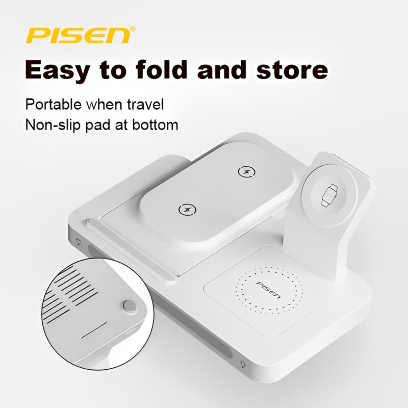 Estação Carregamento Sem Fio 3 em 1 Pisen XY-C56W Branco