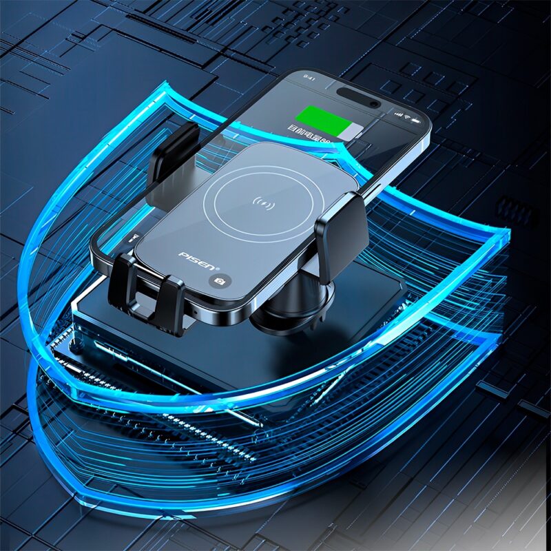 Carregador Carro Wireless Pisen TP-C69 15W p/Carro Preto