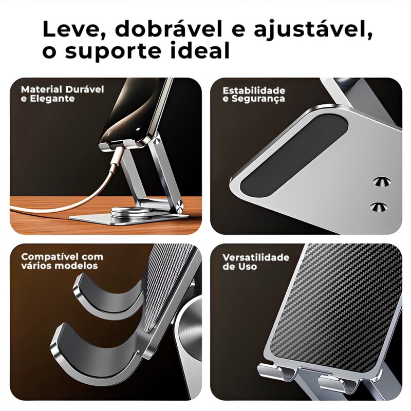 Suporte Celular Pisen Le-zj58 Dobrável Portátil Prateado