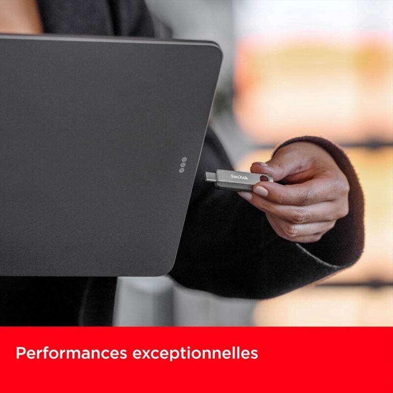 Pen Drive Sandisk 64gb Usb C 3.2 Ultra Luxe 300Mbs Prata