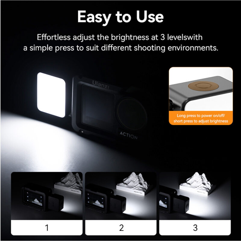Luz de Vídeo Led Ulanzi p/Osmo Action 5/4/3 e Pocket 3