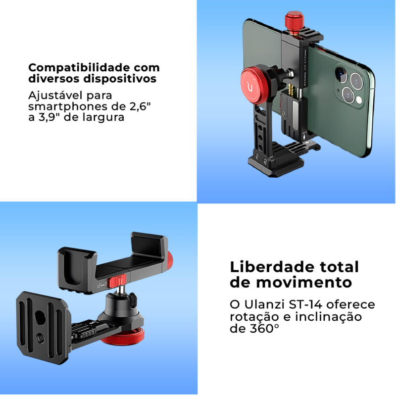 Suporte de Metal Ulanzi ST-14 360º para Smartphone Preto