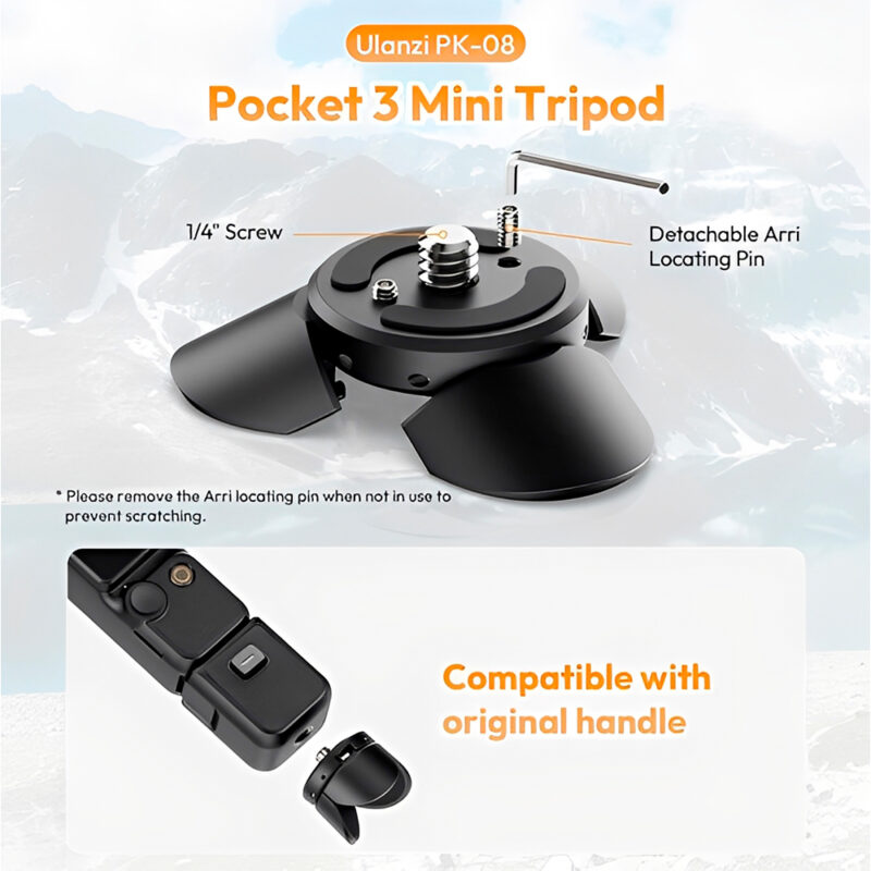 Mini Tripé Rosca 1/4" Ulanzi para Osmo Pocket 3 Preto