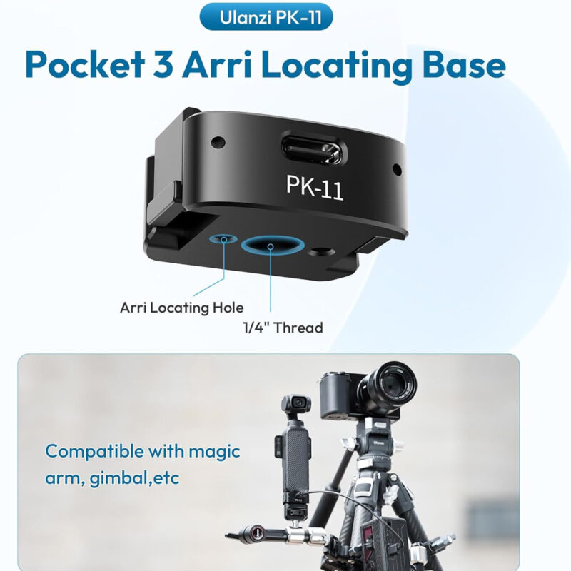 Adaptador Ulanzi PK-11 p/DJI Osmo Pocket 3 USB-C e 1/4"