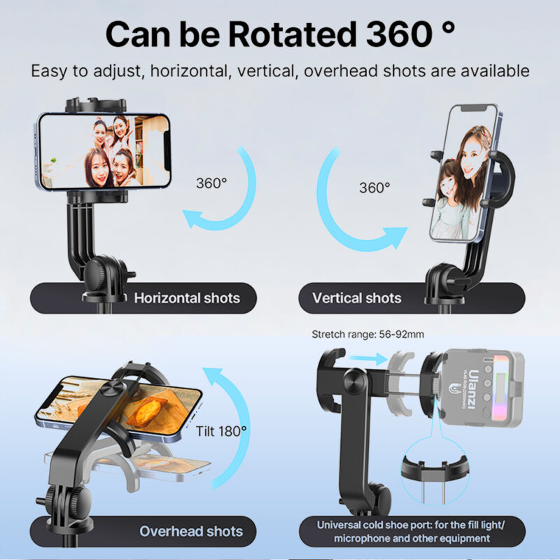 Tripé/Bastão de Selfie Ulanzi 1.5M Controle Remoto Preto