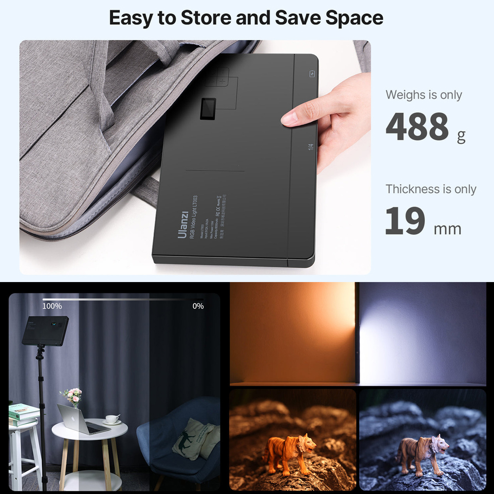 Luz de Led Vídeo Rgb Ulanzi 10" 15W 2500K-9000K Preta