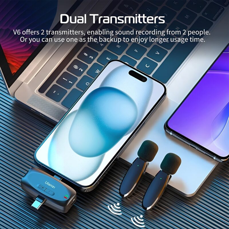 Microfone Lapela Ulanzi 3-in-1 Ios/Android/Câmera Preto