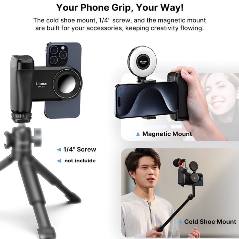 Grip/Suporte Magnético Ulanzi MA35 Celular Câmera Preto