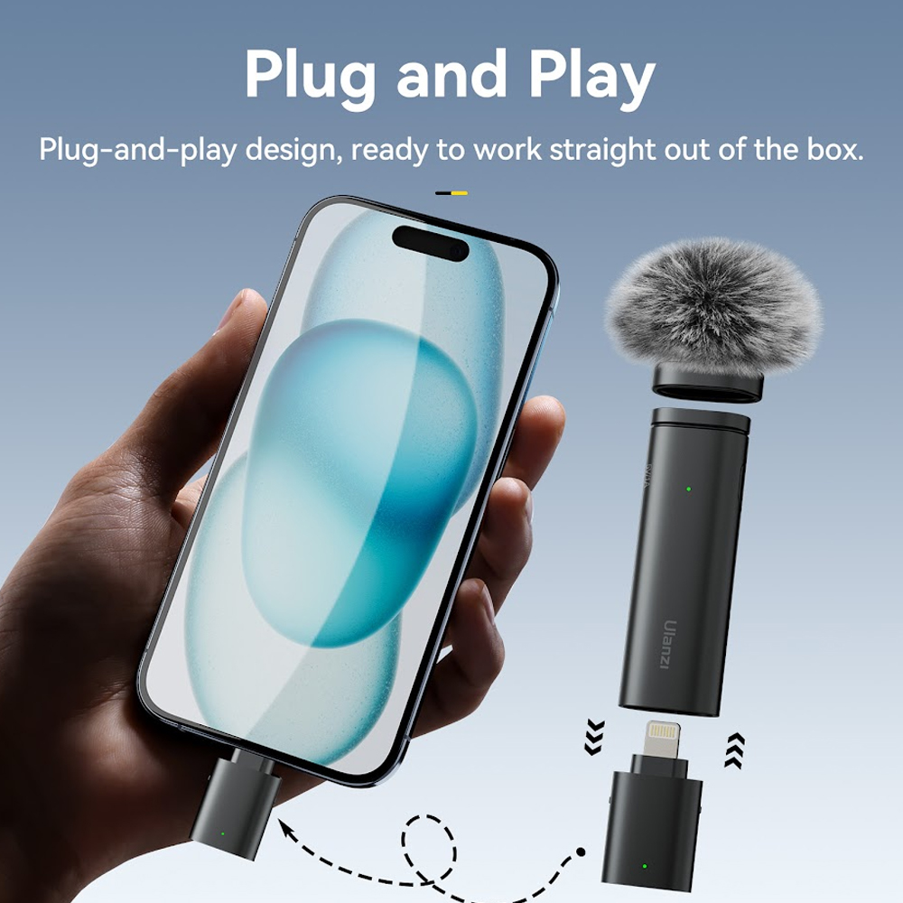 Microfone de Lapela Ulanzi WM-10 com Clipe Iphone Preto