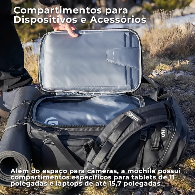 Mochila Câmera Ulanzi B157 Fotografia Ar Livre 38L Preta