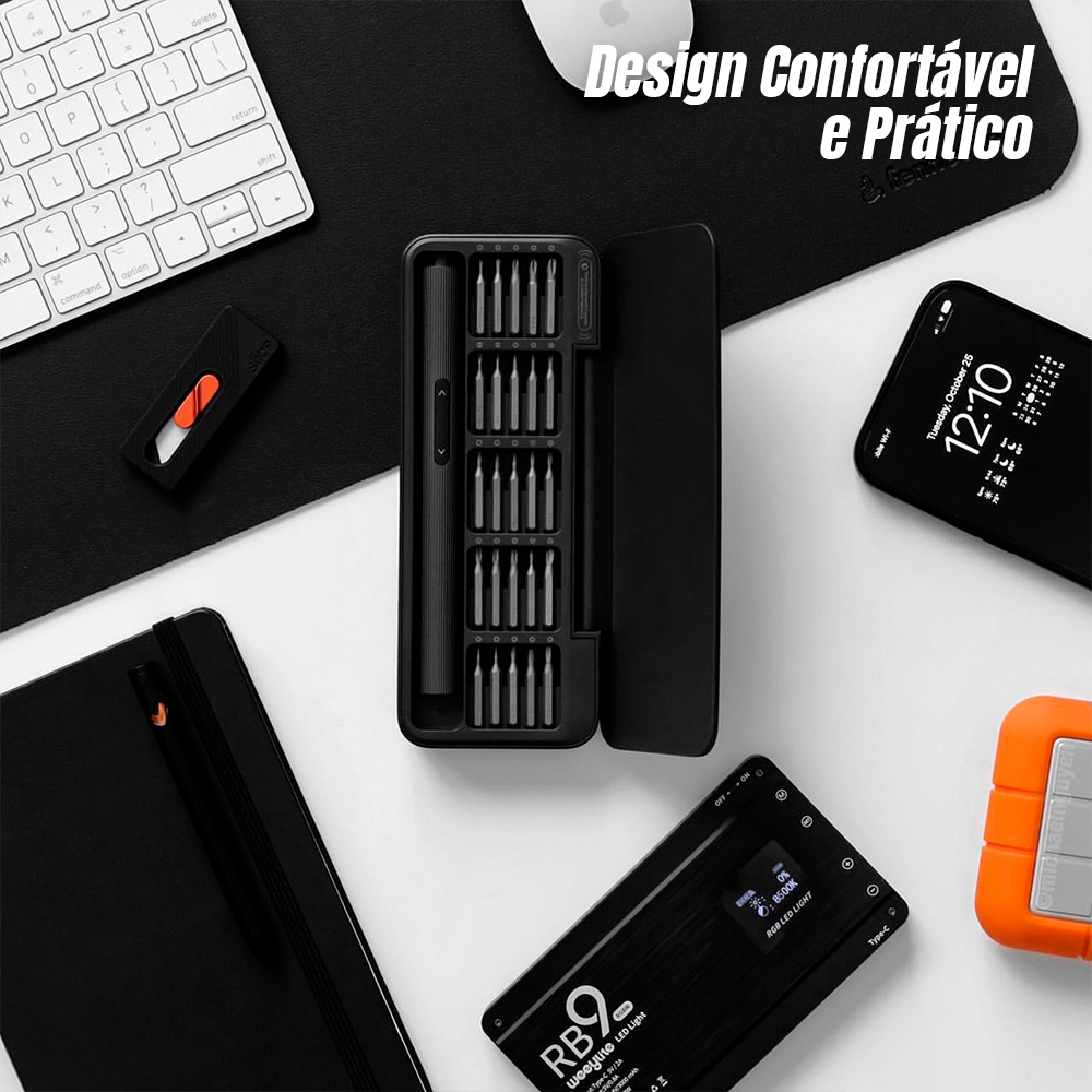 Kit Ferramenta Parafusadeira Hoto 25Bits Magnética Cinza