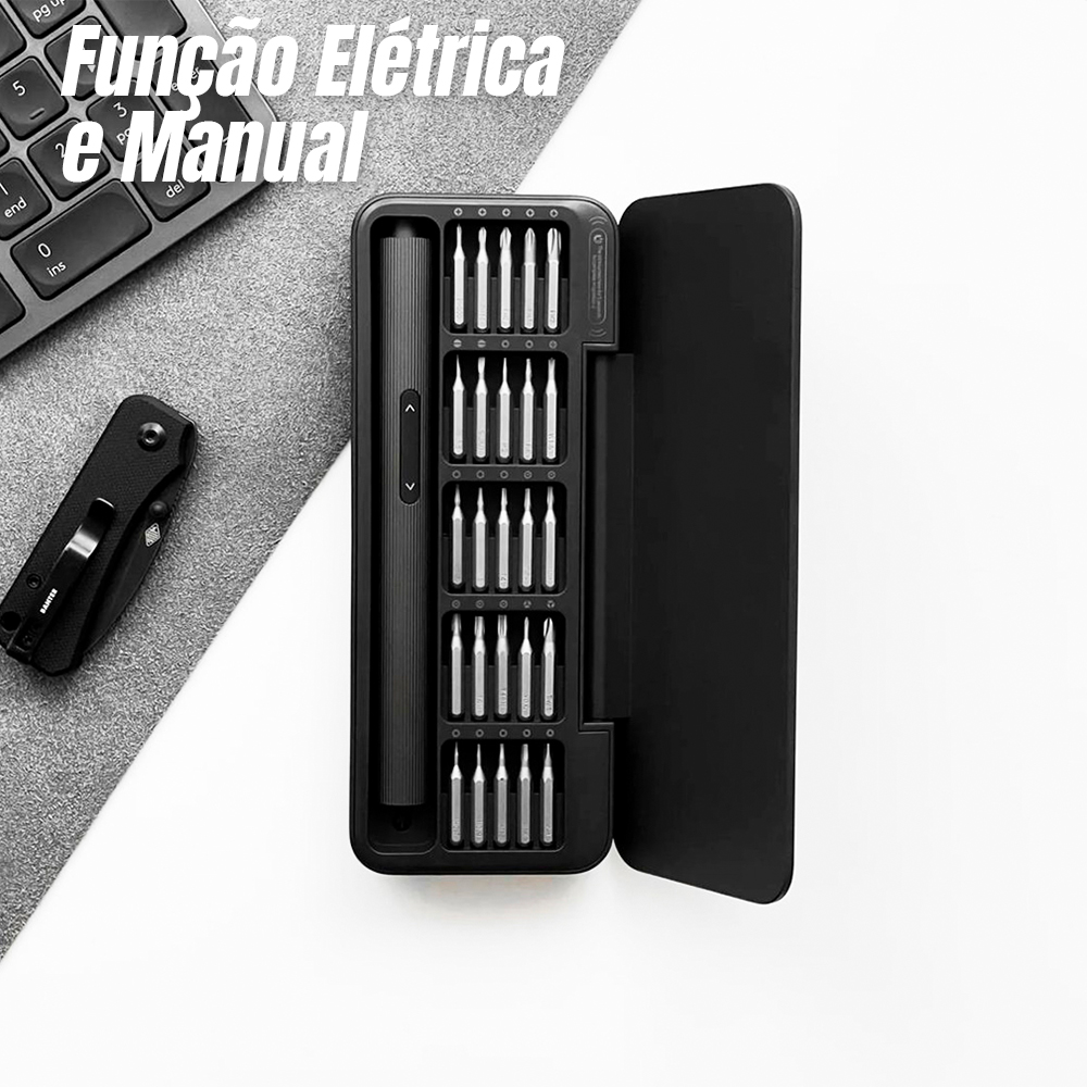 Kit Ferramenta Parafusadeira Hoto 25Bits Magnética Cinza