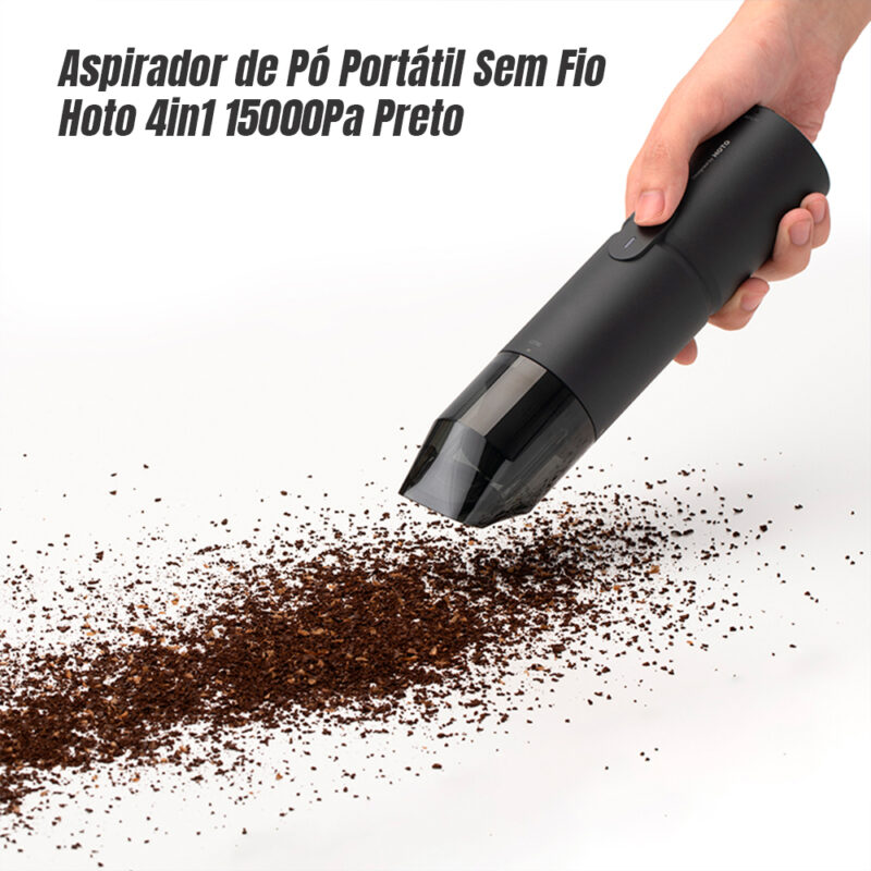 Aspirador de Pó Portátil Sem Fio Hoto 4in1 15000Pa Preto