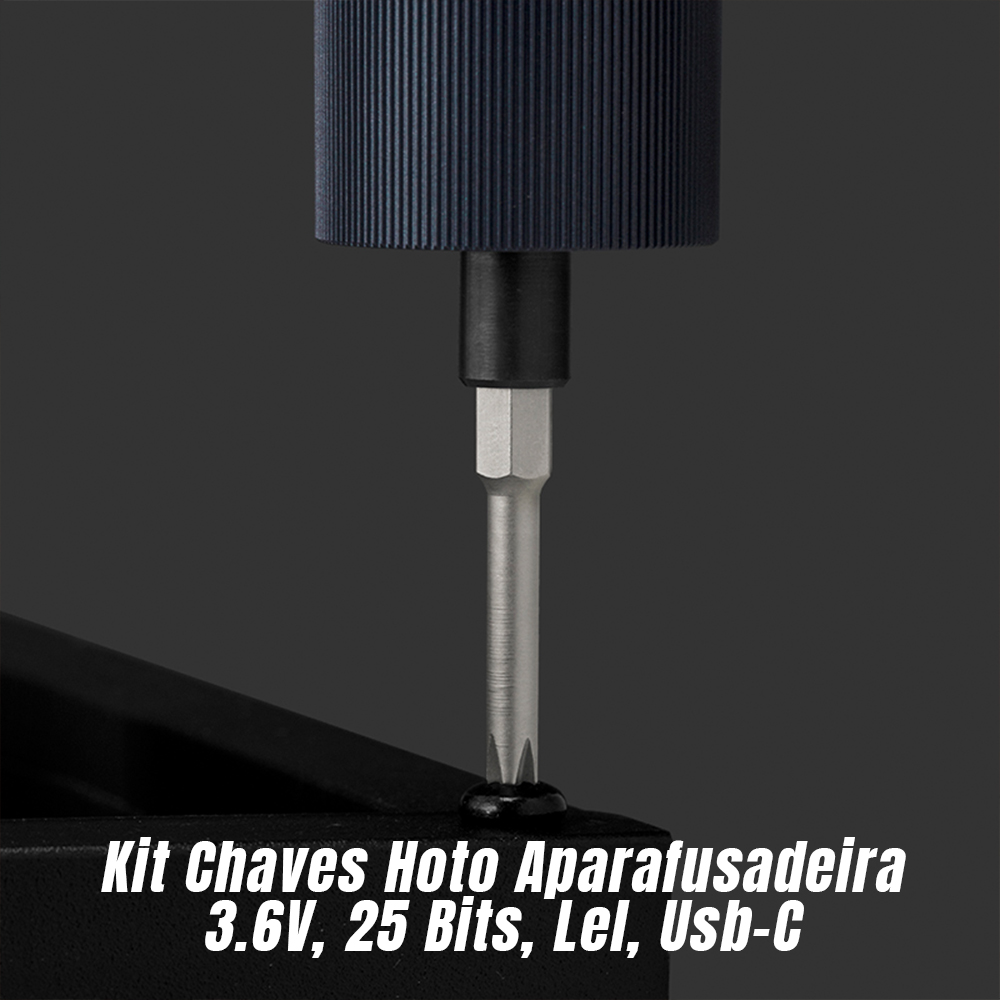 Kit Chaves Hoto Aparafusadeira 3.6V, 25 Bits, Led, Usb-C