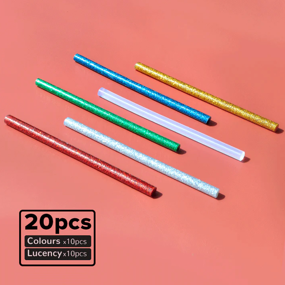 Bastões de Cola Quente Hoto 20 Un 7mm x 125mm Multicor