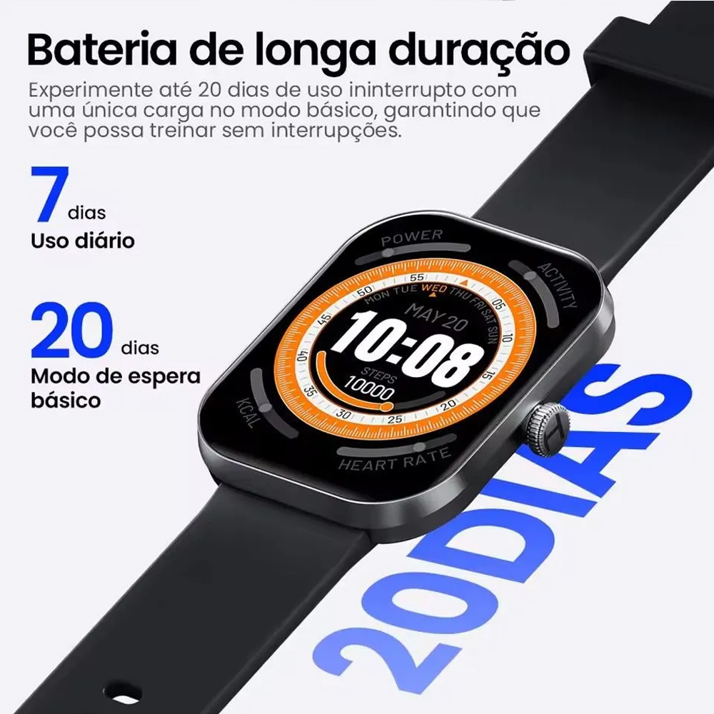 Relógio Smartwatch Haylou S6 BT 5.3 Tela 2,1 pol. Preto