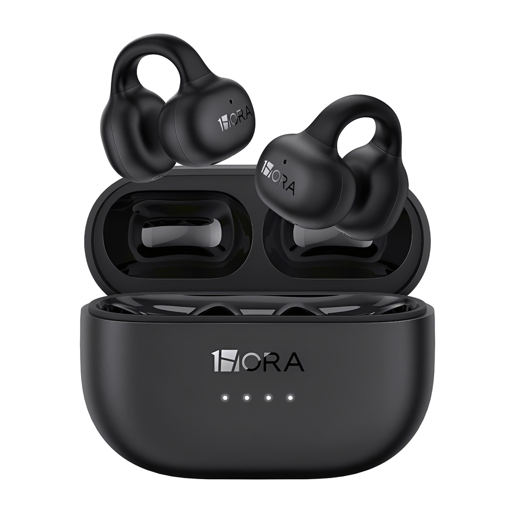 Fone de Ouvido Sem Fio 1Hora BT 5.3 Clipe Orelha Preto