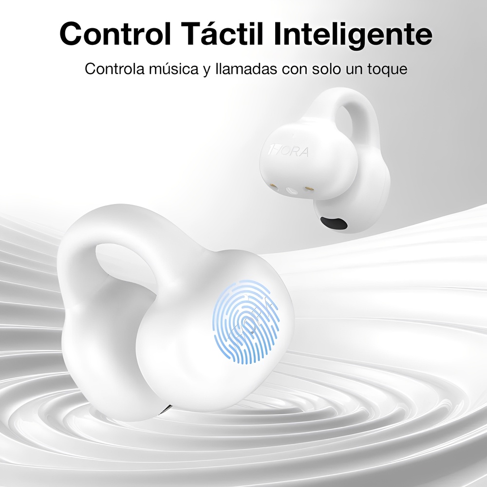 Fone de Ouvido Sem Fio 1Hora BT 5.3 Clipe Orelha Branco