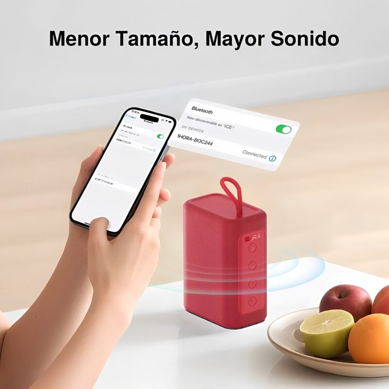 Caixinha Som 1Hora Boc244R Altofalante Portátil Vermelho