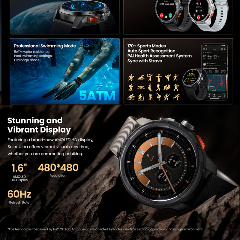 Smartwatch Haylou Solar Ultra 1.6" Chamadas Bluetooth