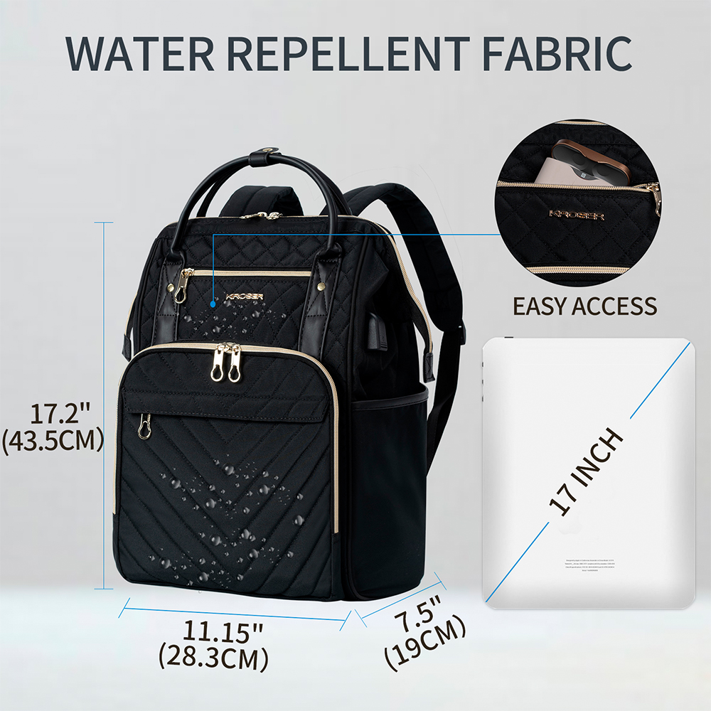 Bolsa Mochila Kroser Laptop 17" Viagem Acessórios Preta