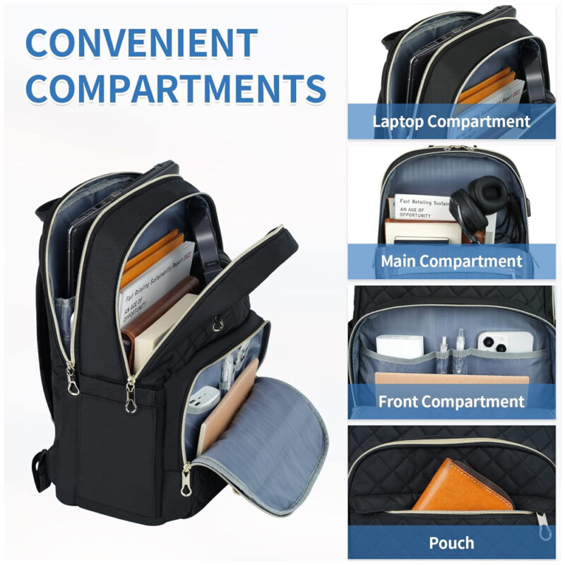 Mochila Feminina Kroser Laptop 15.6 Viagem Negócio Preta