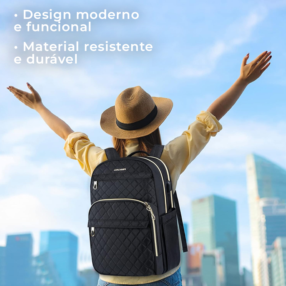 Mochila Feminina Kroser Laptop 15.6 Viagem Negócio Preta